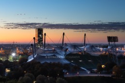 Olympic Park Munich, Olympic Stadiun, O2 Tower at sunset | 6511 | © Effinger