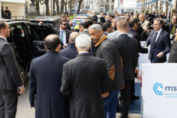 Anthony Blinken leaving Hotel Bayrischer Hof at the MSC 2024